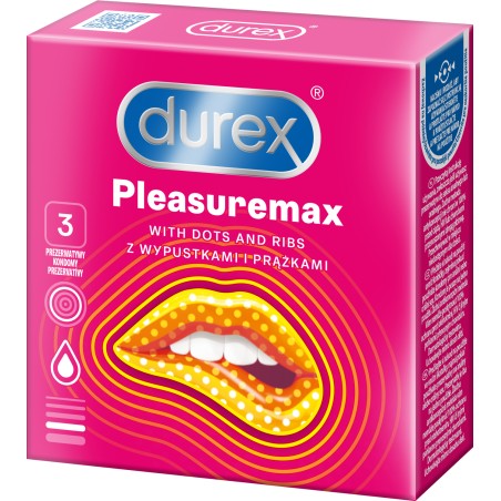 Prezerwatywy Lateksowe Z Wypustkami I Prążkami Pleasuremax 3 Szt. Durex