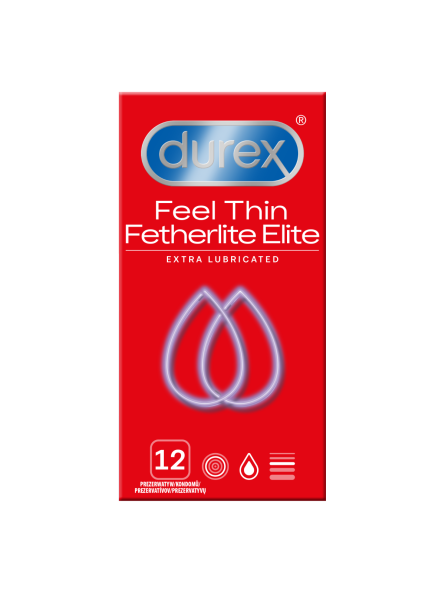 Prezerwatywy Lateksowe Cieńsze Z Dodatkowym Żelem Fetherlite Elite 12 Szt. Durex