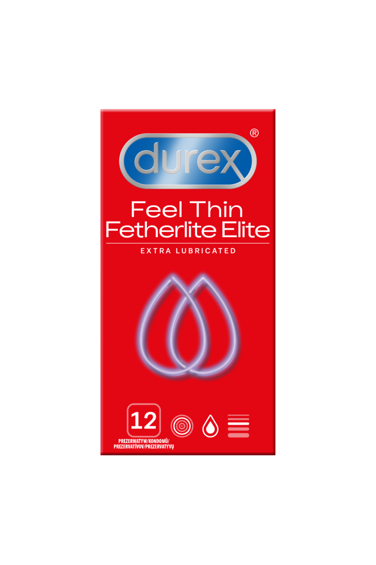 Prezerwatywy Lateksowe Cieńsze Z Dodatkowym Żelem Fetherlite Elite 12 Szt. Durex