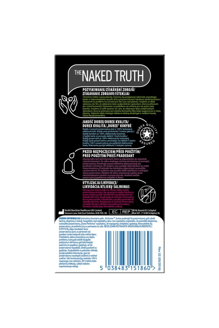 Prezerwatywy Lateksowe Przedłużające Stosunek Performa 12 Szt Durex