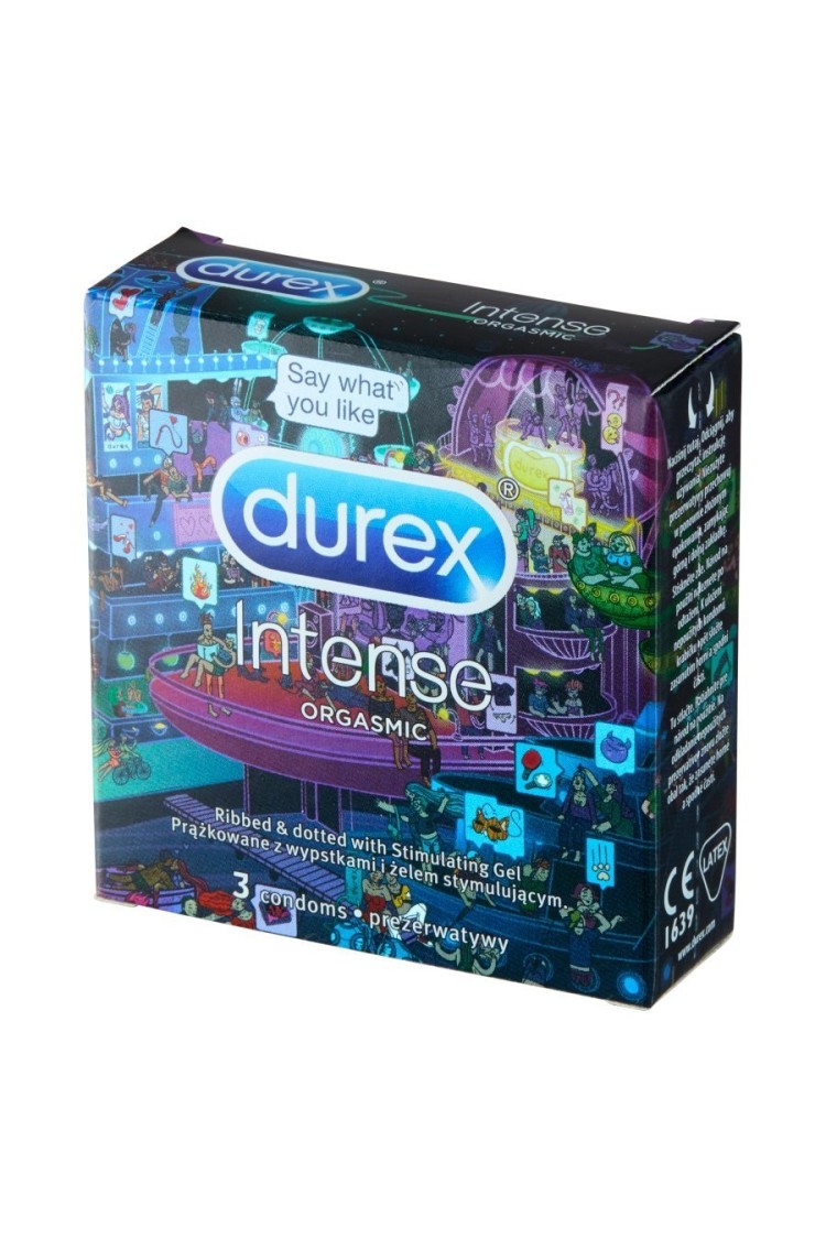 Prezerwatywy Lateksowe Z Prążkami I Wypustkami Oraz Żelem Stymulującym Intense 3 Szt Durex