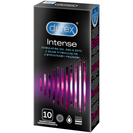 Prezerwatywy Lateksowe Z Prążkami I Wypustkami Oraz Żelem Stymulującym Intense 10Szt Durex