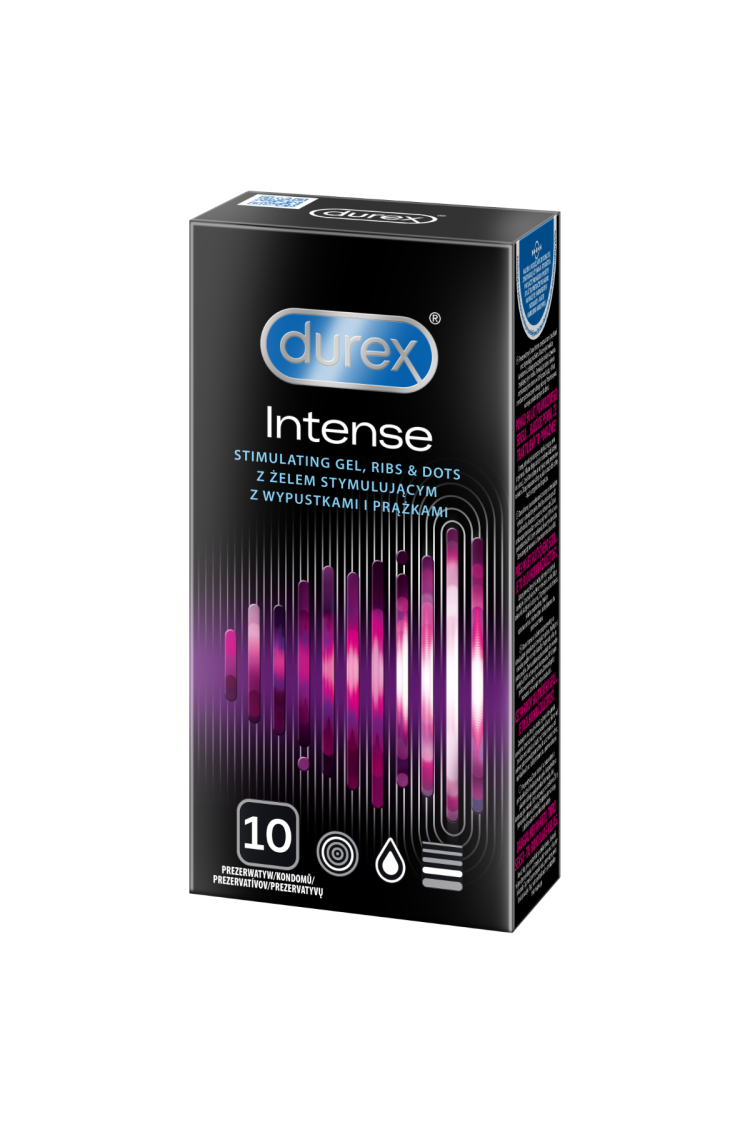 Prezerwatywy Lateksowe Z Prążkami I Wypustkami Oraz Żelem Stymulującym Intense 10Szt Durex
