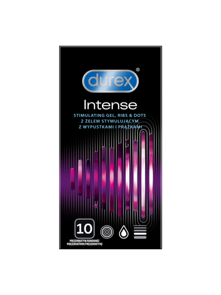 Prezerwatywy Lateksowe Z Prążkami I Wypustkami Oraz Żelem Stymulującym Intense 10Szt Durex
