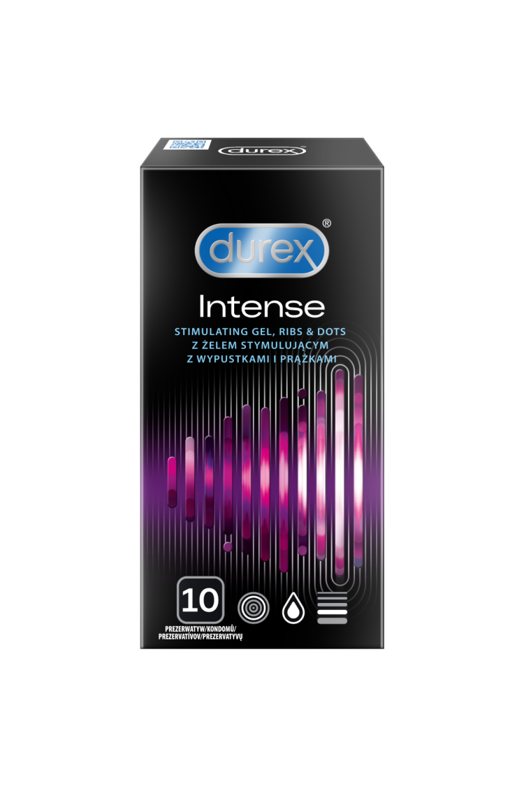 Prezerwatywy Lateksowe Z Prążkami I Wypustkami Oraz Żelem Stymulującym Intense 10Szt Durex