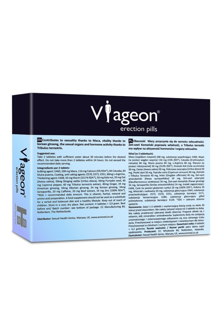 Viageon Suplement Diety Ułatwiający Erekcję 4Tabletki SHS