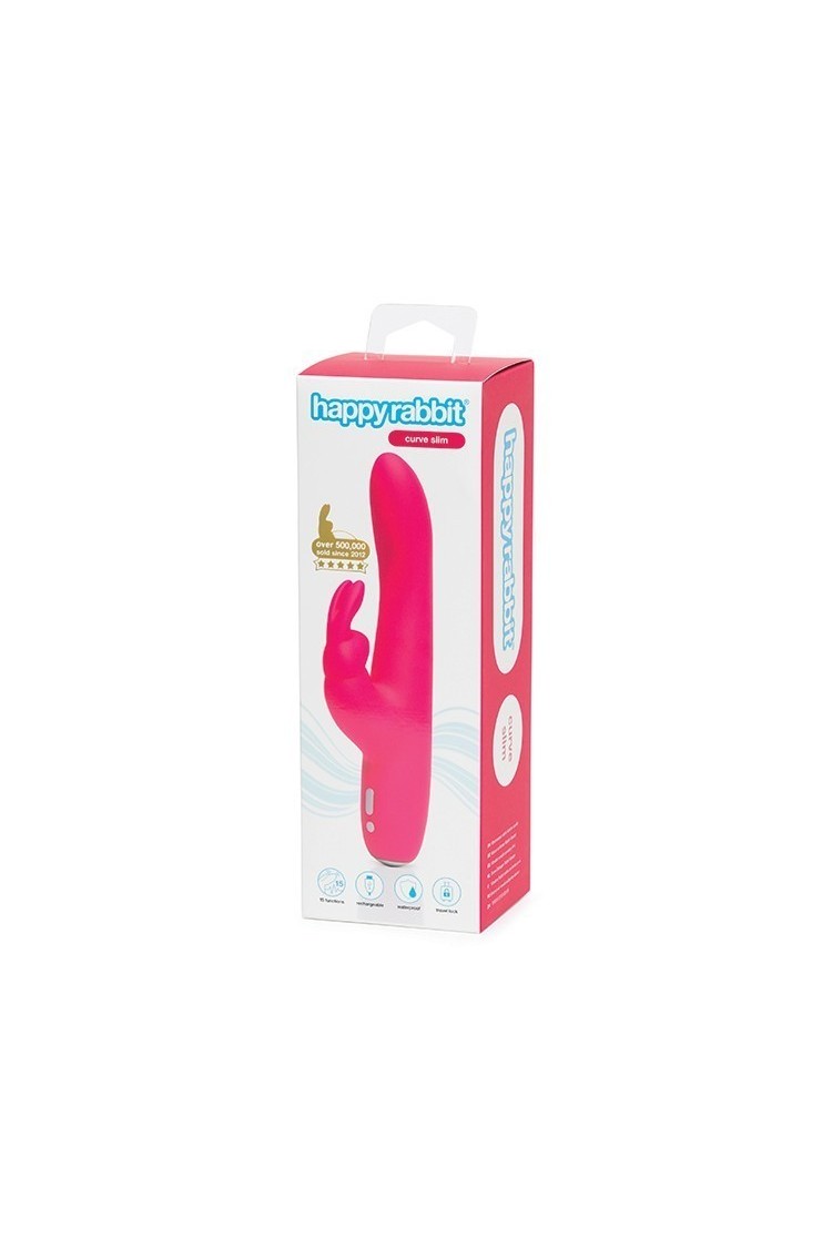 Wibrator Króliczek Slimline Curve Rabbit Vibrator Pink Happy Rabbit