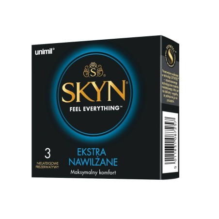Skyn Ekstra Nawilżane Prezerwatywy Nielateksowe 3 Szt. Unimil