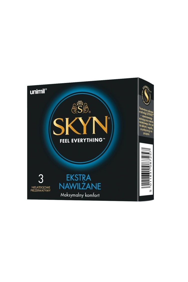Skyn Ekstra Nawilżane Prezerwatywy Nielateksowe 3 Szt. Unimil