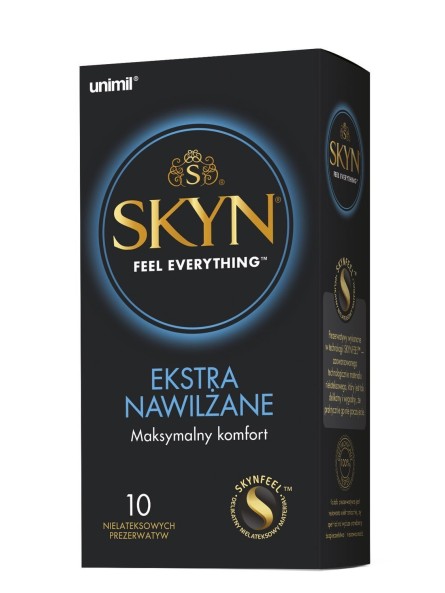 Dodatkowo Nawilżane Prezerwatywy Nielateksowe Skyn Ekstra Nawilżane 10 Szt. Unimil