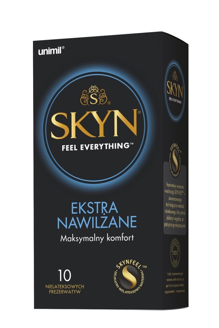 Dodatkowo Nawilżane Prezerwatywy Nielateksowe Skyn Ekstra Nawilżane 10 Szt. Unimil