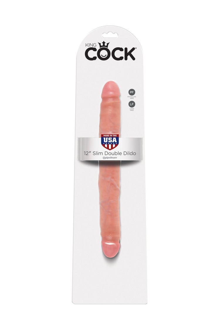 12' Slim Double Dildo Fleshpodwójne Dildo Cieliste 30Cm King Cock