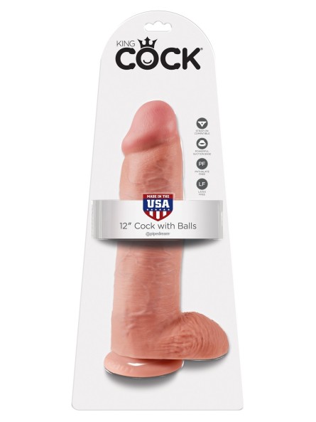 12' Cock With Balls Flesh Dildo Z Jądrami Cieliste 30 Cm King Cock