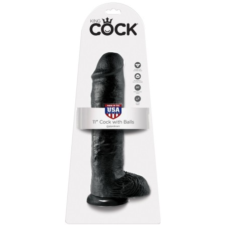 11' Cock With Balls Black Dildo Z Jądrami Czarne 28 Cm King Cock