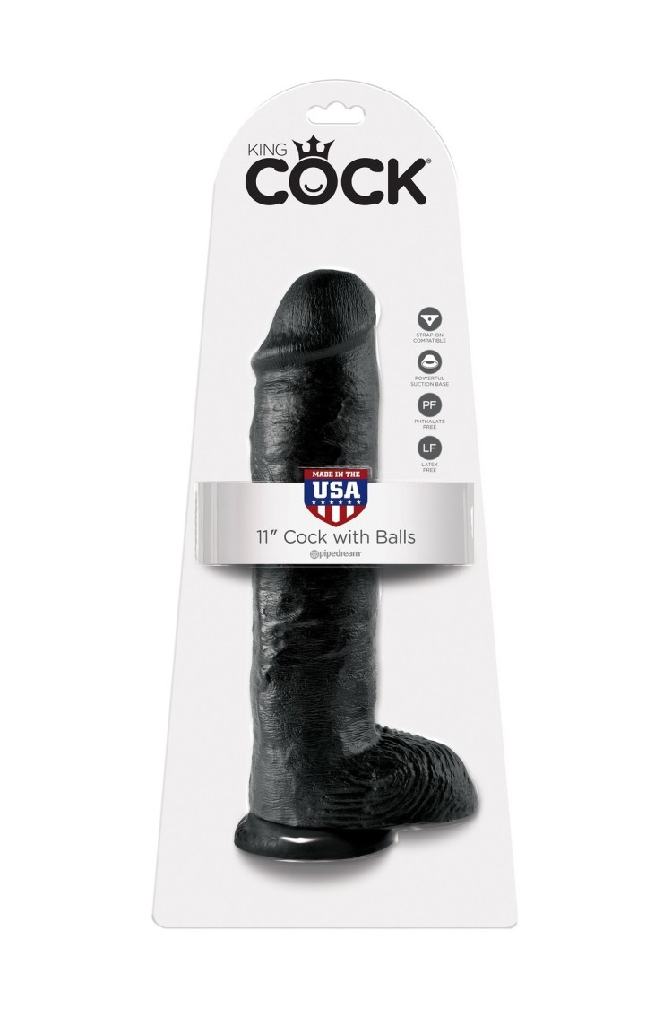11' Cock With Balls Black Dildo Z Jądrami Czarne 28 Cm King Cock