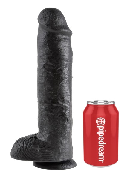 11' Cock With Balls Black Dildo Z Jądrami Czarne 28 Cm King Cock