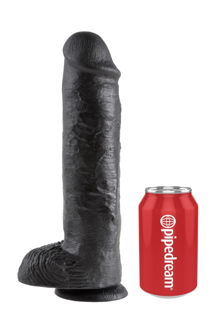 11' Cock With Balls Black Dildo Z Jądrami Czarne 28 Cm King Cock