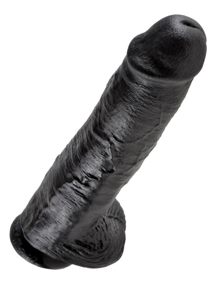 11' Cock With Balls Black Dildo Z Jądrami Czarne 28 Cm King Cock