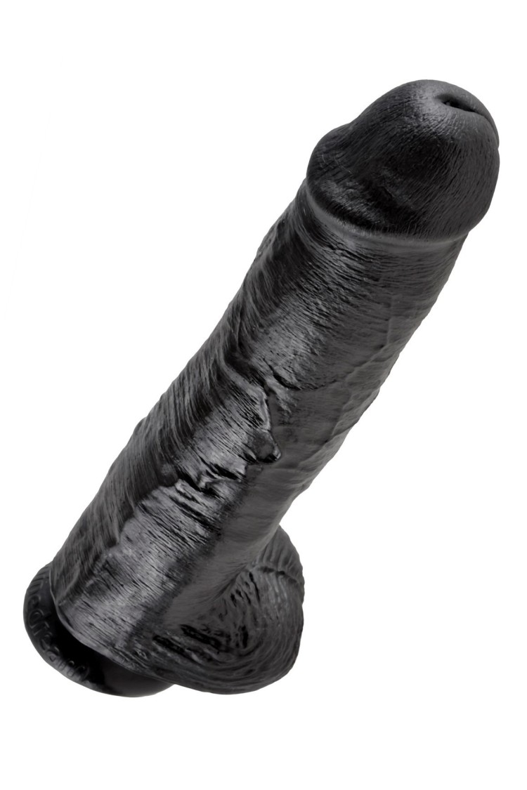 11' Cock With Balls Black Dildo Z Jądrami Czarne 28 Cm King Cock