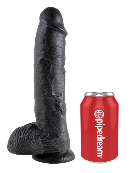 10' Cock With Balls Black Dildo Z Jądrami Czarne 25 Cm King Cock
