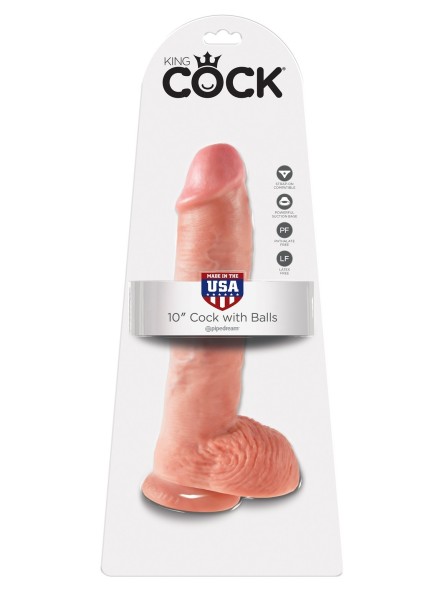 10' Cock With Balls Flesh Dildo Z Jądrami Cieliste 25 Cm King Cock