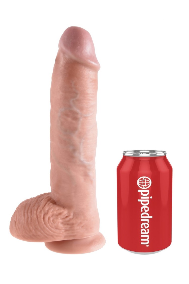 10' Cock With Balls Flesh Dildo Z Jądrami Cieliste 25 Cm King Cock