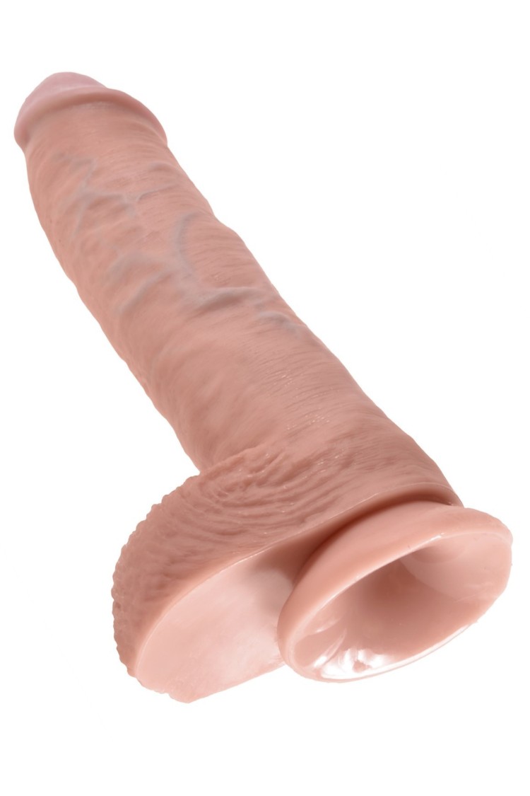 10' Cock With Balls Flesh Dildo Z Jądrami Cieliste 25 Cm King Cock