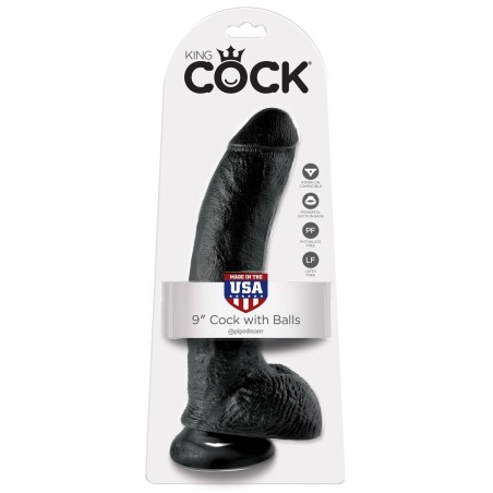 9' Cock With Balls Black Dildo Z Jądrami Czarne 23Cm King Cock