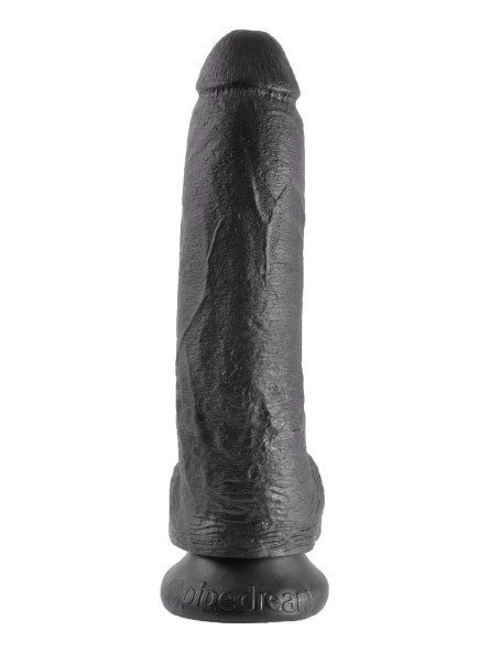 9' Cock With Balls Black Dildo Z Jądrami Czarne 23Cm King Cock