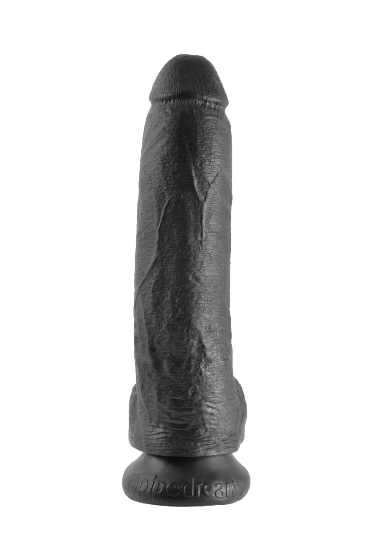 9' Cock With Balls Black Dildo Z Jądrami Czarne 23Cm King Cock