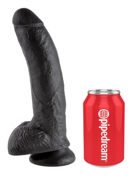 9' Cock With Balls Black Dildo Z Jądrami Czarne 23Cm King Cock