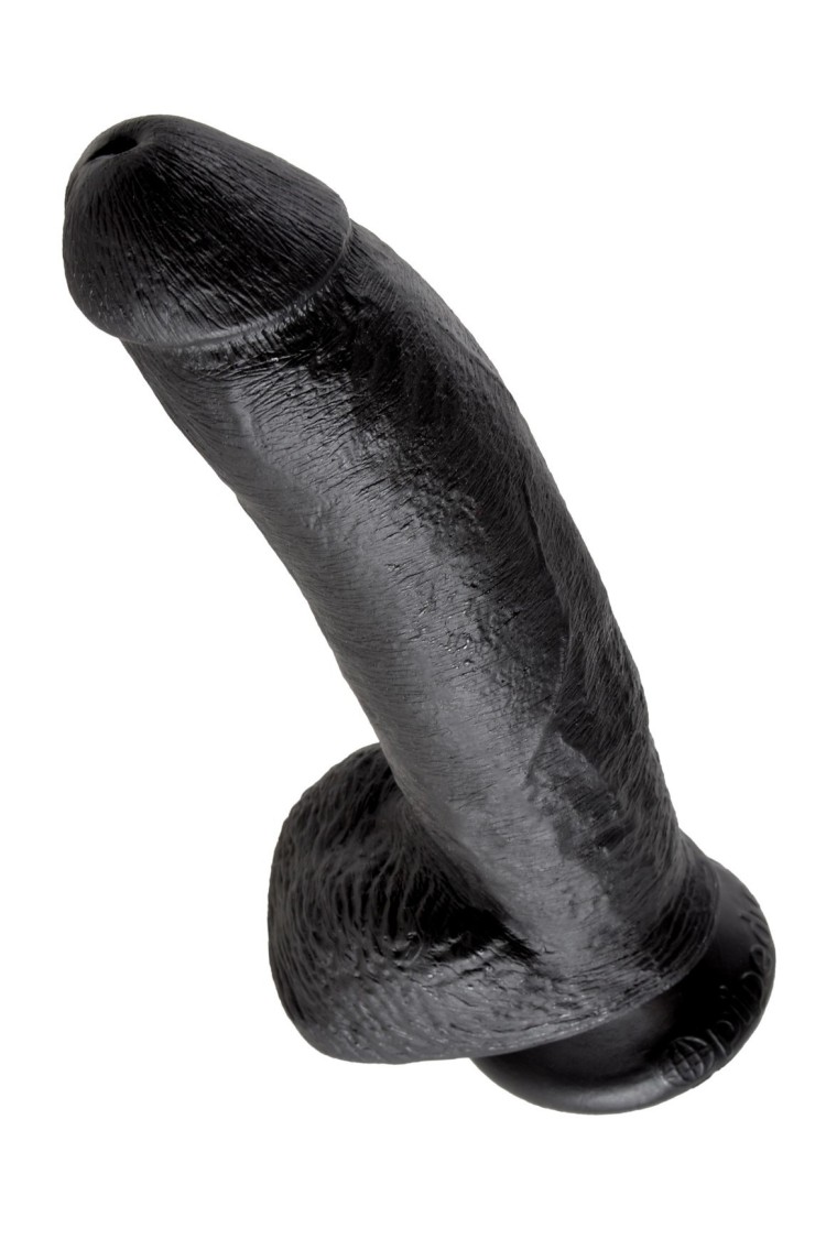 9' Cock With Balls Black Dildo Z Jądrami Czarne 23Cm King Cock