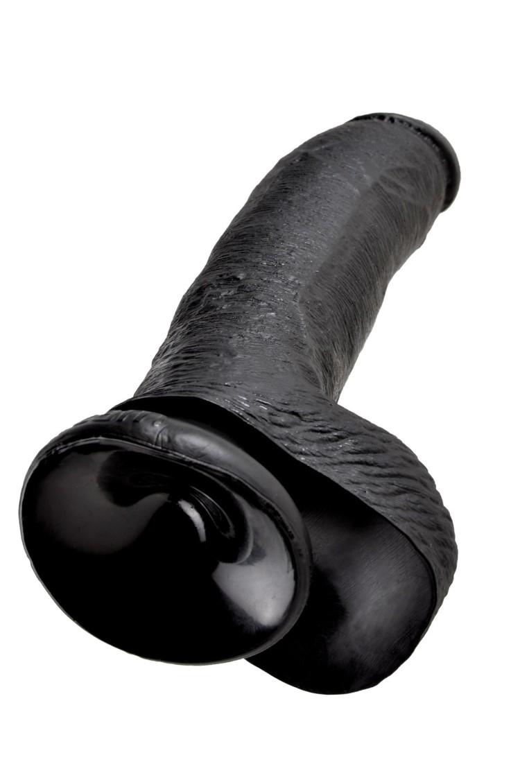 9' Cock With Balls Black Dildo Z Jądrami Czarne 23Cm King Cock