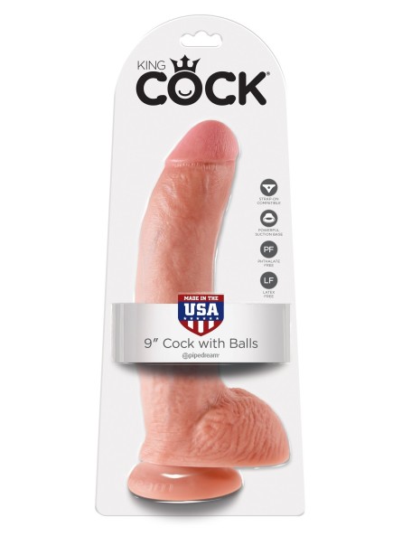 9' Cock With Balls Flesh Dildo Z Jądrami Cieliste 23Cm King Cock