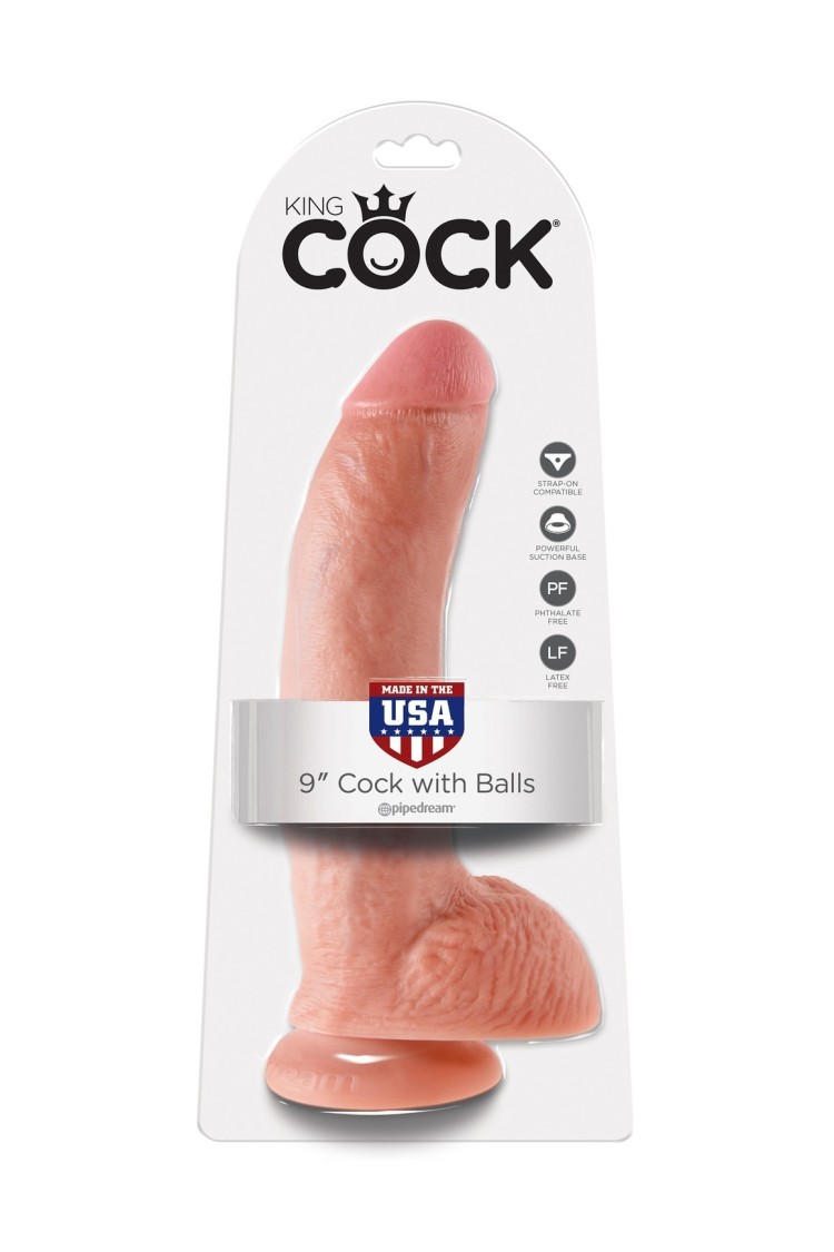 9' Cock With Balls Flesh Dildo Z Jądrami Cieliste 23Cm King Cock