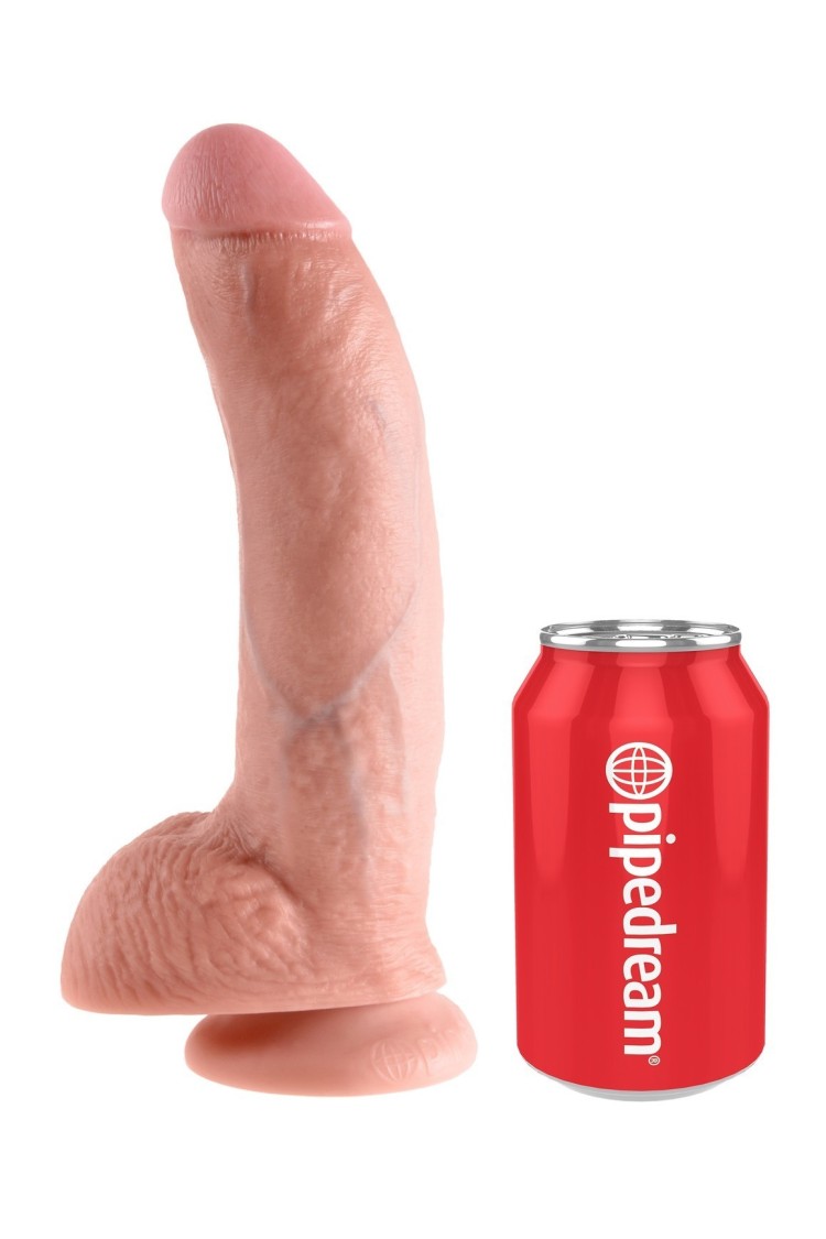 9' Cock With Balls Flesh Dildo Z Jądrami Cieliste 23Cm King Cock