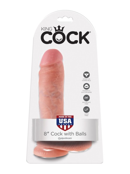 8' Cock With Balls Flesh Dildo Z Jądrami Cieliste 20Cm King Cock