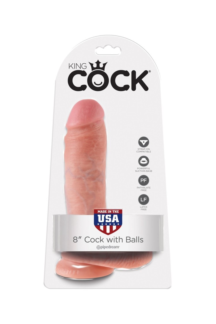 8' Cock With Balls Flesh Dildo Z Jądrami Cieliste 20Cm King Cock