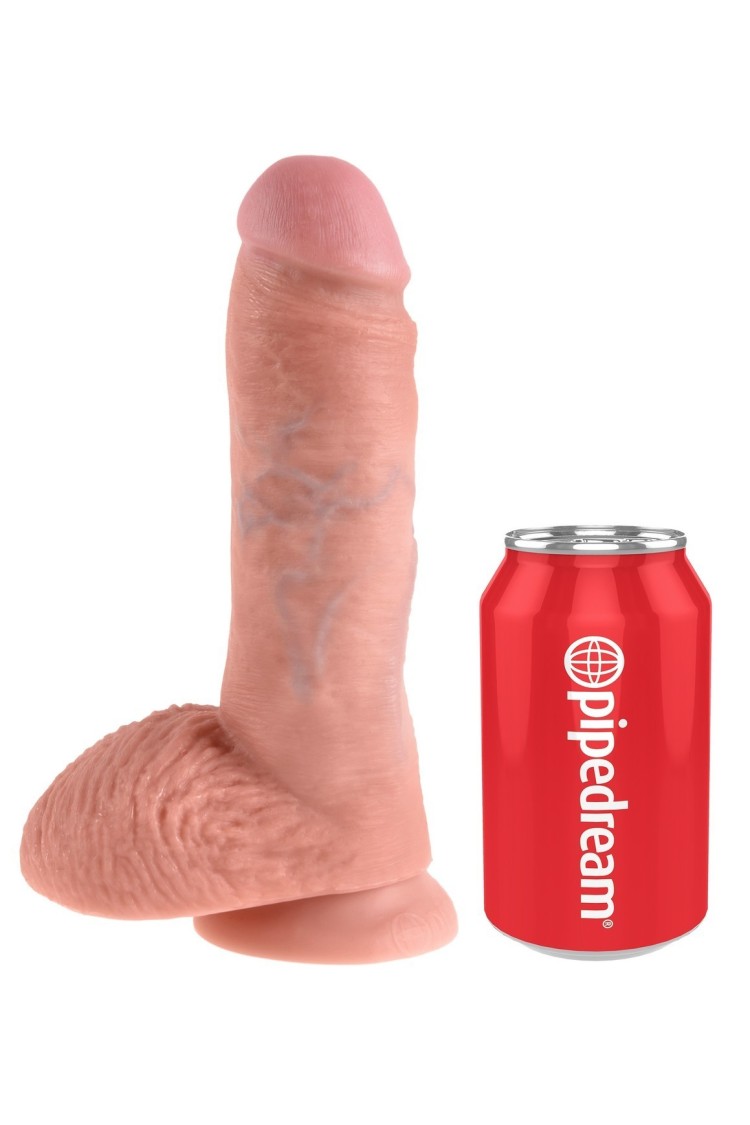 8' Cock With Balls Flesh Dildo Z Jądrami Cieliste 20Cm King Cock