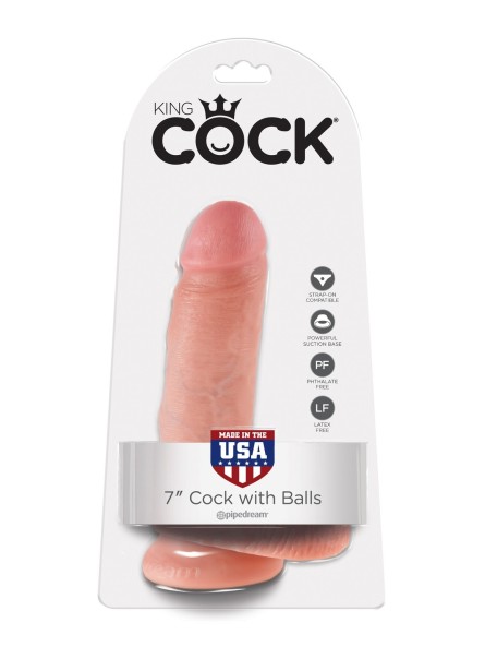 7' Cock With Balls Flesh Dildo Z Jądrami Cieliste 18Cm King Cock