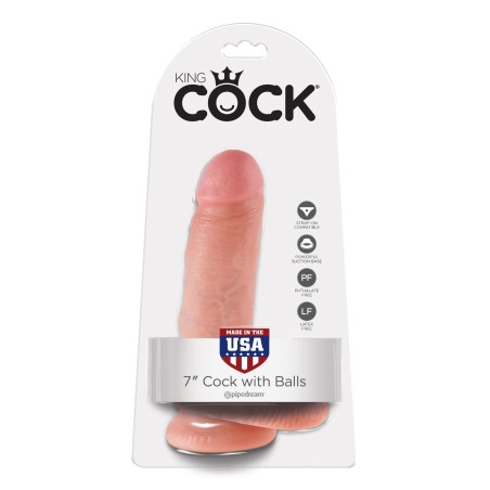7' Cock With Balls Flesh Dildo Z Jądrami Cieliste 18Cm King Cock