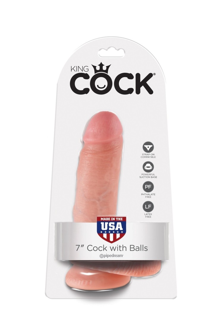 7' Cock With Balls Flesh Dildo Z Jądrami Cieliste 18Cm King Cock
