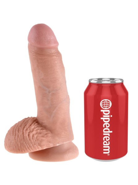 7' Cock With Balls Flesh Dildo Z Jądrami Cieliste 18Cm King Cock