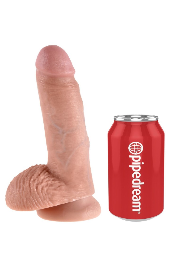 7' Cock With Balls Flesh Dildo Z Jądrami Cieliste 18Cm King Cock