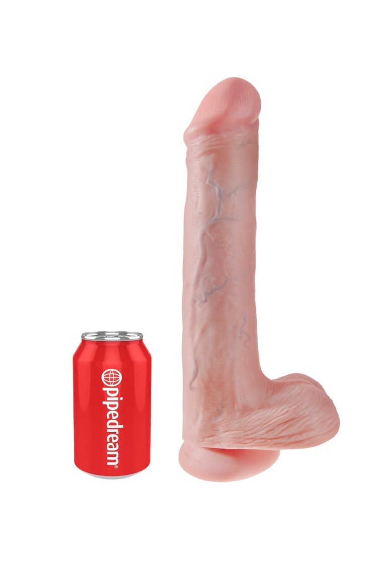13' Cock With Balls Flesh Dildo Z Jądrami Cieliste 33Cm King Cock