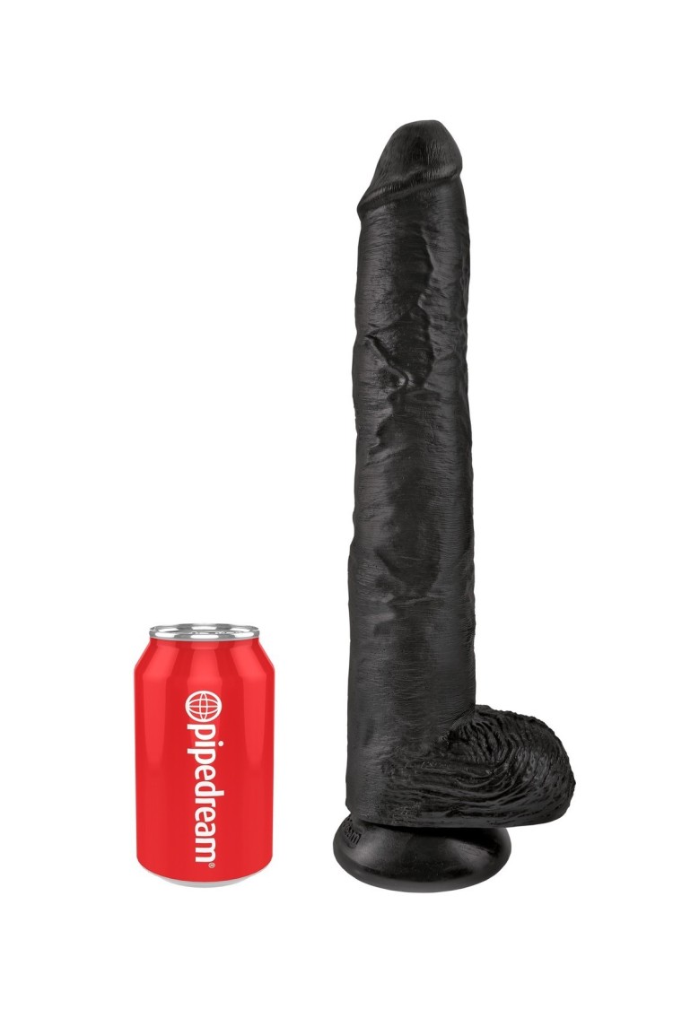 14' Cock With Balls Black Dildo Z Jądrami Czarne 35Cm King Cock
