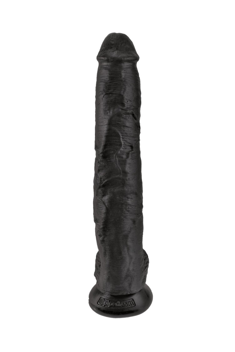14' Cock With Balls Black Dildo Z Jądrami Czarne 35Cm King Cock