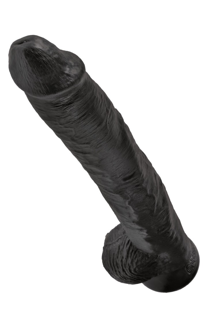 14' Cock With Balls Black Dildo Z Jądrami Czarne 35Cm King Cock