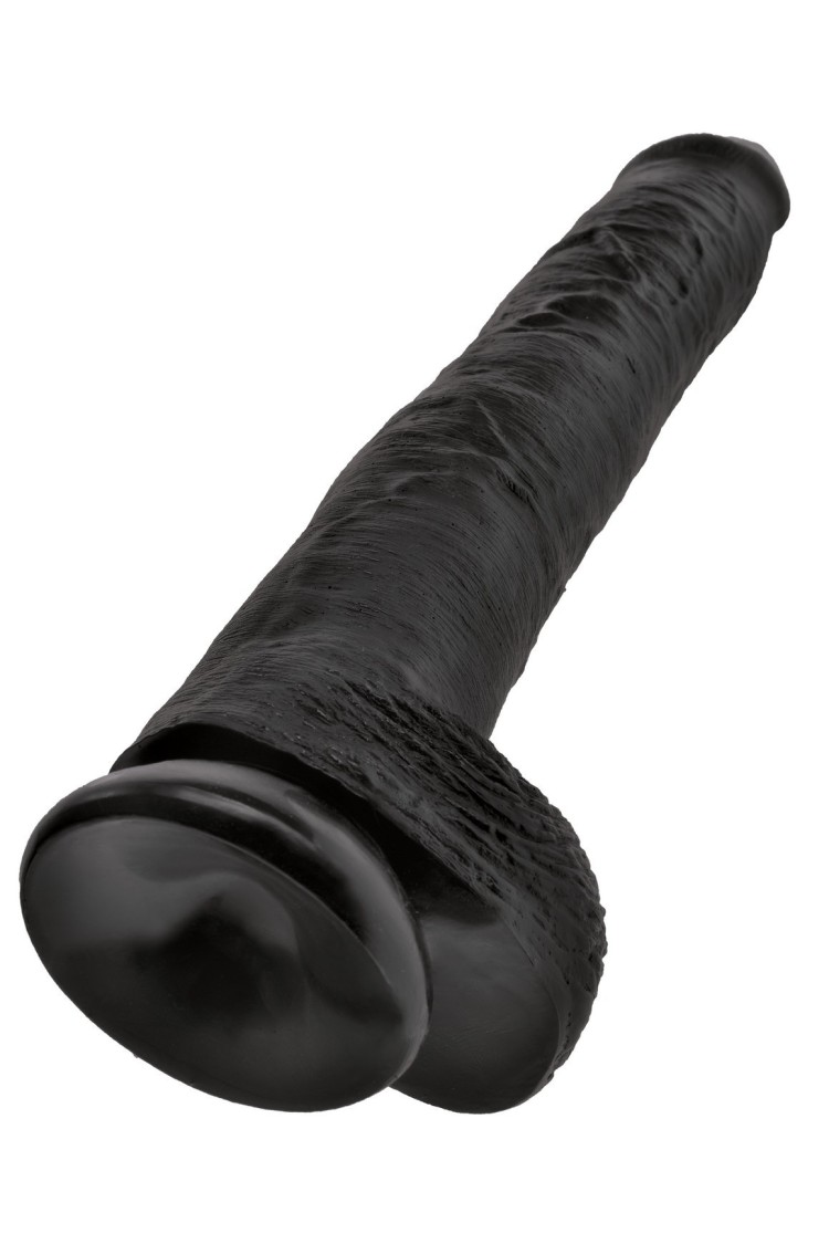 14' Cock With Balls Black Dildo Z Jądrami Czarne 35Cm King Cock