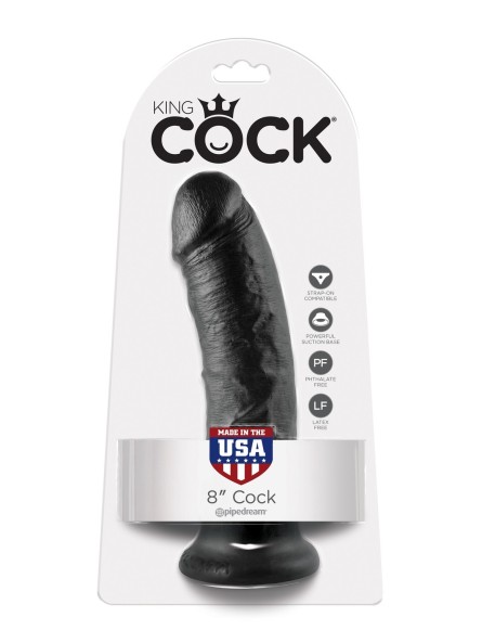 8' Cock Black Dildo Czarne 20Cm King Cock